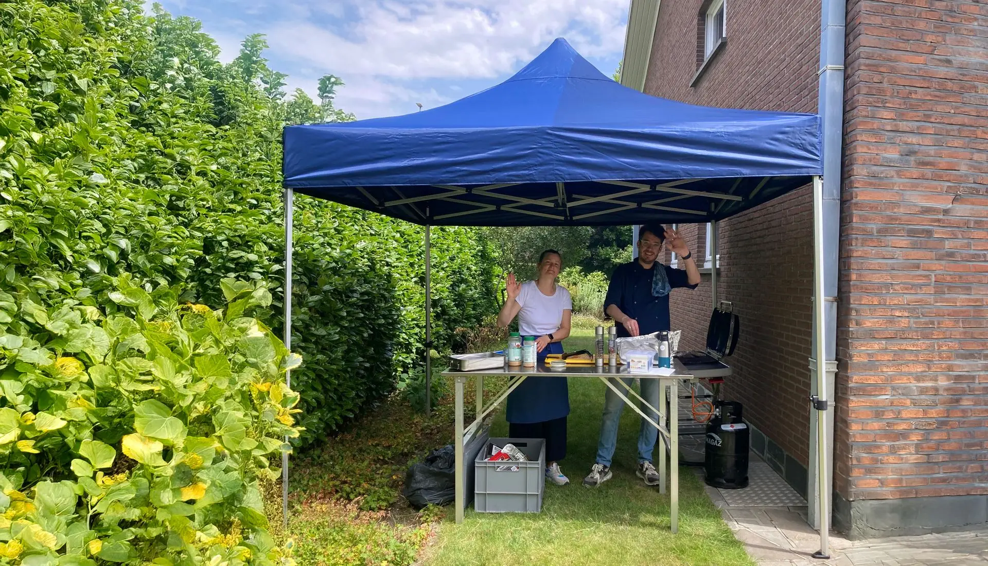 koken.eten blauwe vouwtent TecTronic Feesttenten