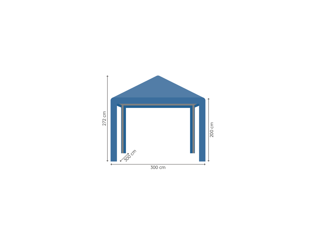 Partytent 3 x 3 m pro 50 pvc HQ afmetingen