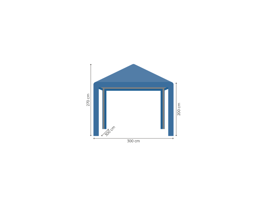Partytent 3 x 3 m pro 50 pvc HQ afmetingen