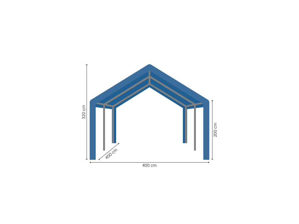 Partytent 4 x 4 m pro pvc afmetingen