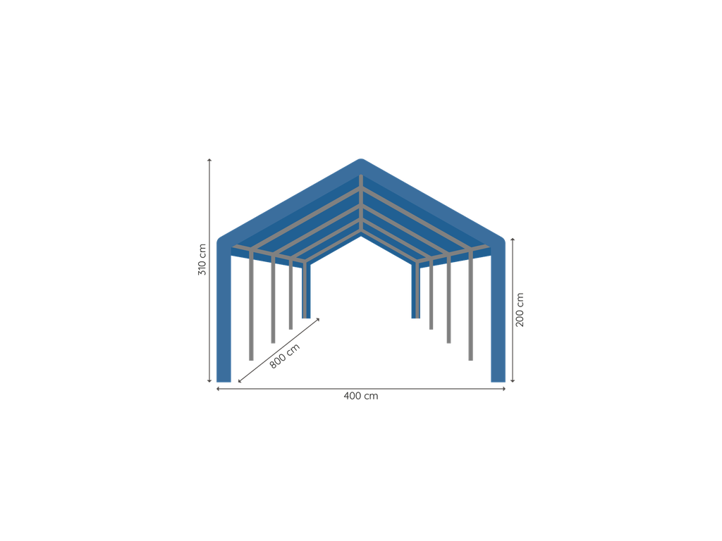 Partytent 4 x 8 m afmetingen