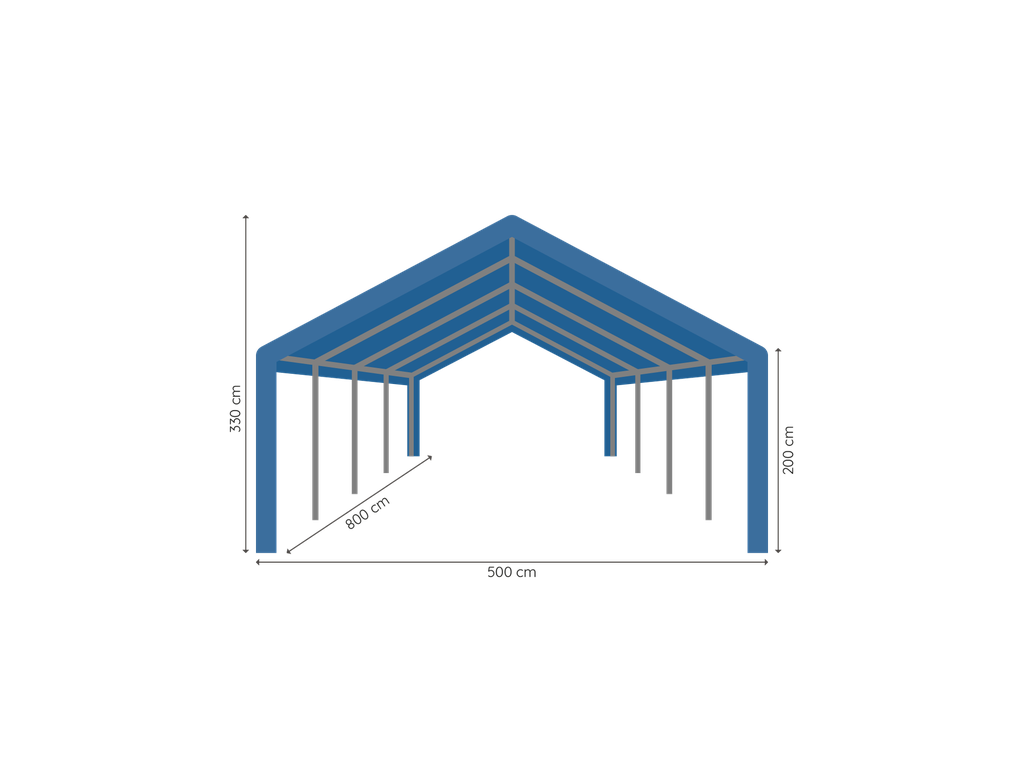Partytent 5 x 8 m afmetingen