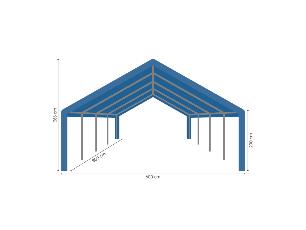 Partytent 6 x 8 m afmetingen
