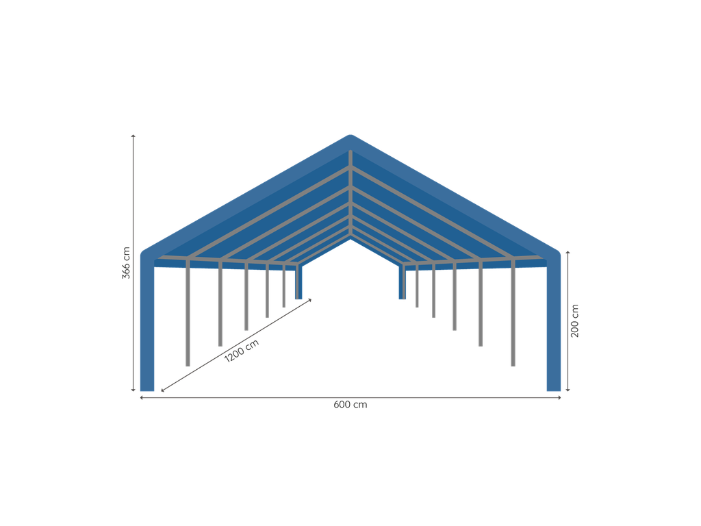 Partytent 6 x 12 m pro 50 pvc afmetingen