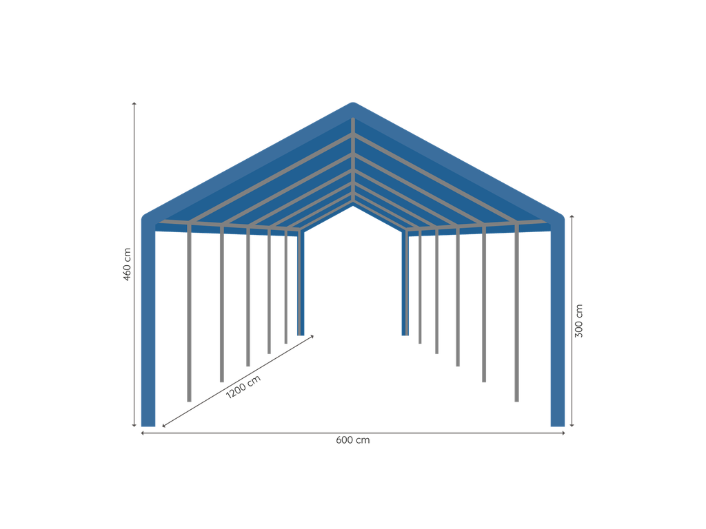 Opslagtent 6 x 12 m afmetingen