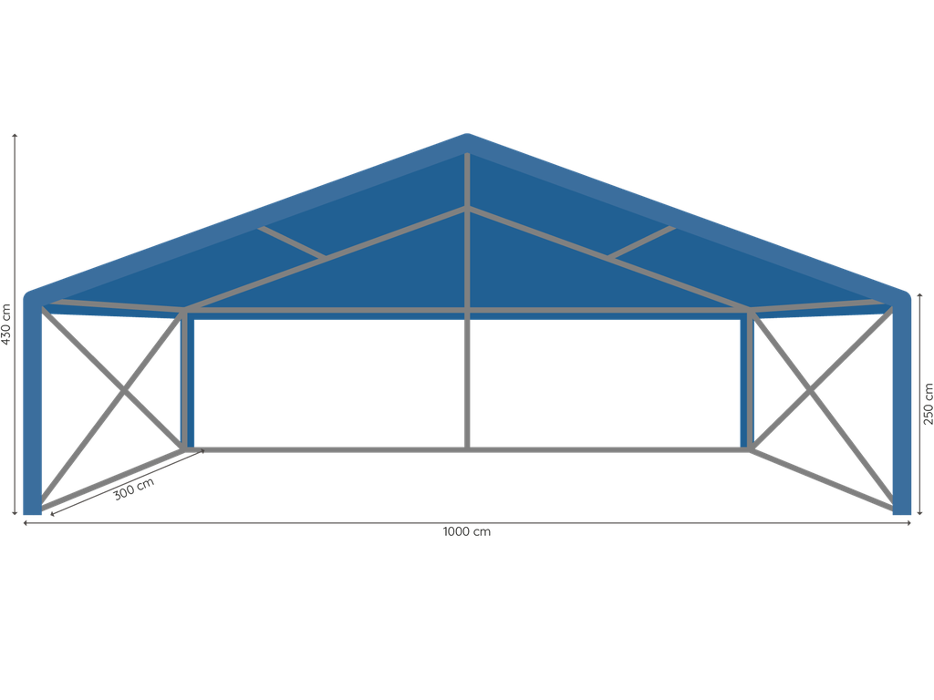 kadertent 10 m breed afmetingen