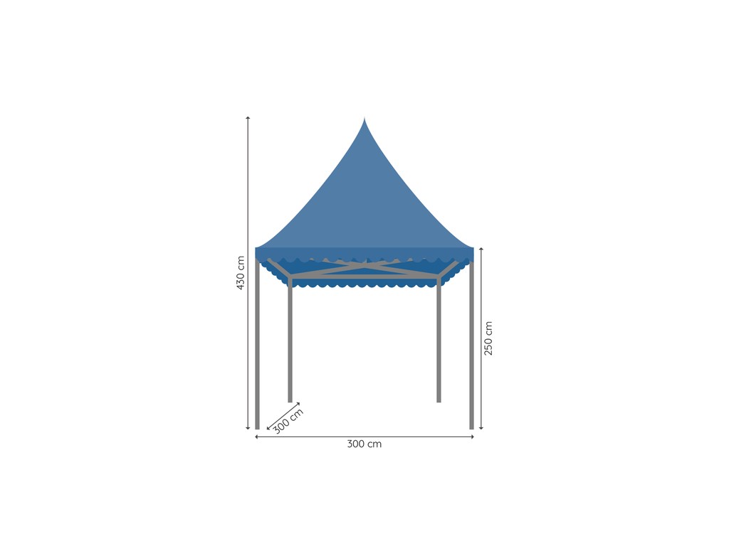 Pagodetent 3 x 3 m afmetingen