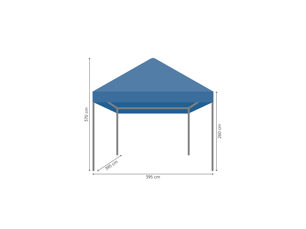 Vouwtent 4 x 4 m S40 afmetingen