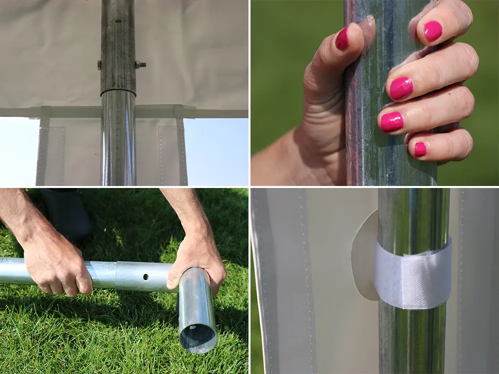 Bevestiging 54 mm koppelstukken met bouten en moeren