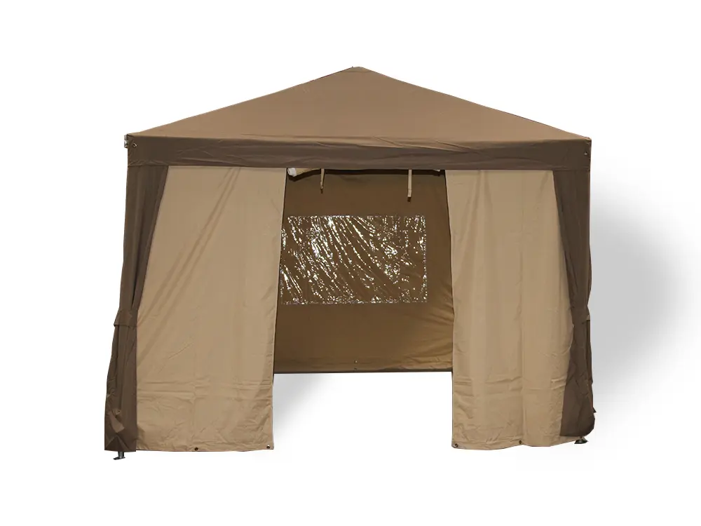 Polyester partytent met kleurencombinatie taupe/beige