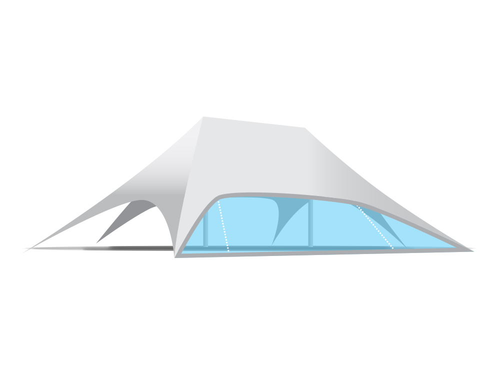 Onderdeel stertent twin 12 m: zijwand transparant pvc (lange zijde)