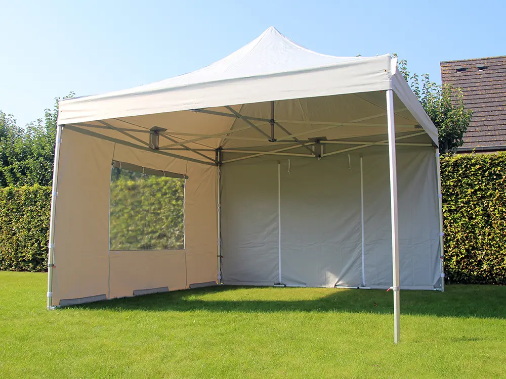 Einde reeks: vouwtent 4 x 4 m Solid 50 taupe
