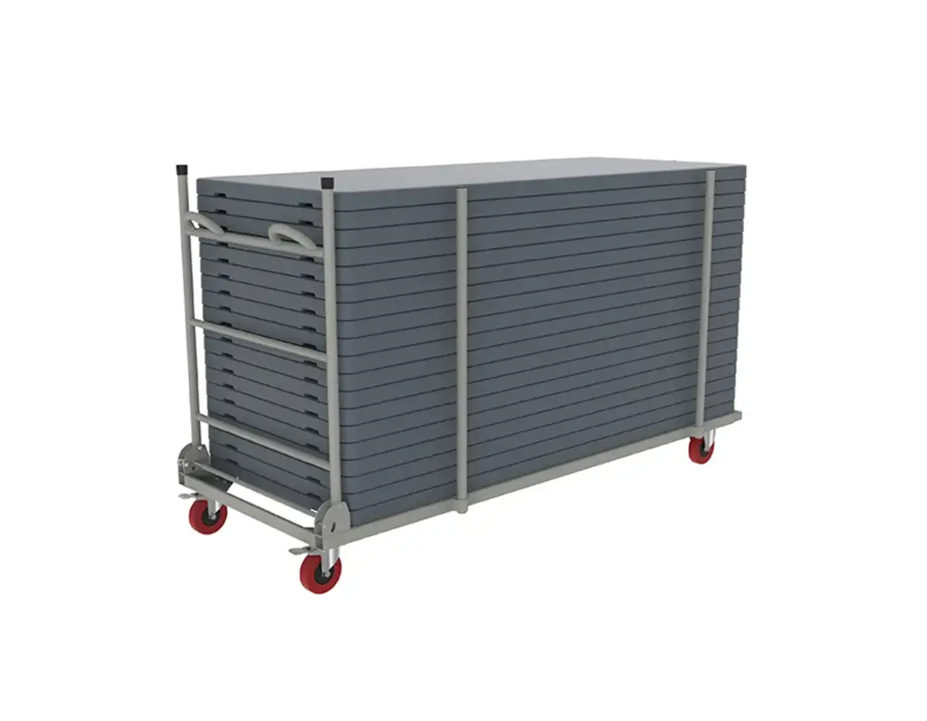 Transportkar voor rechthoekige, grijze klaptafels