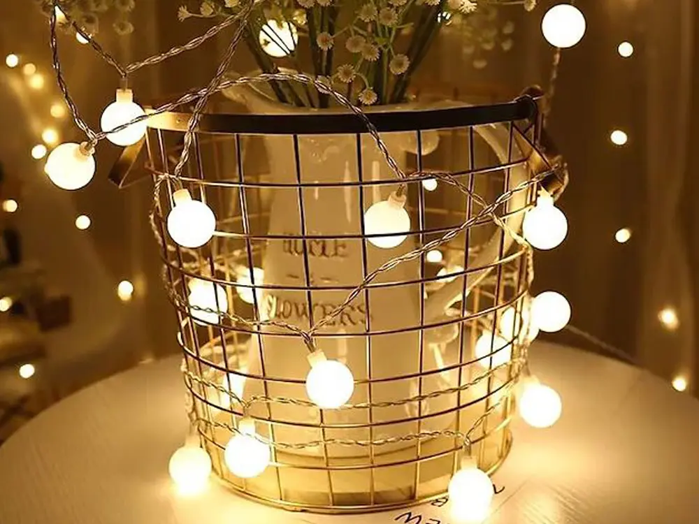 LED Lichtslinger 10 m met mini bollen (warm wit)
