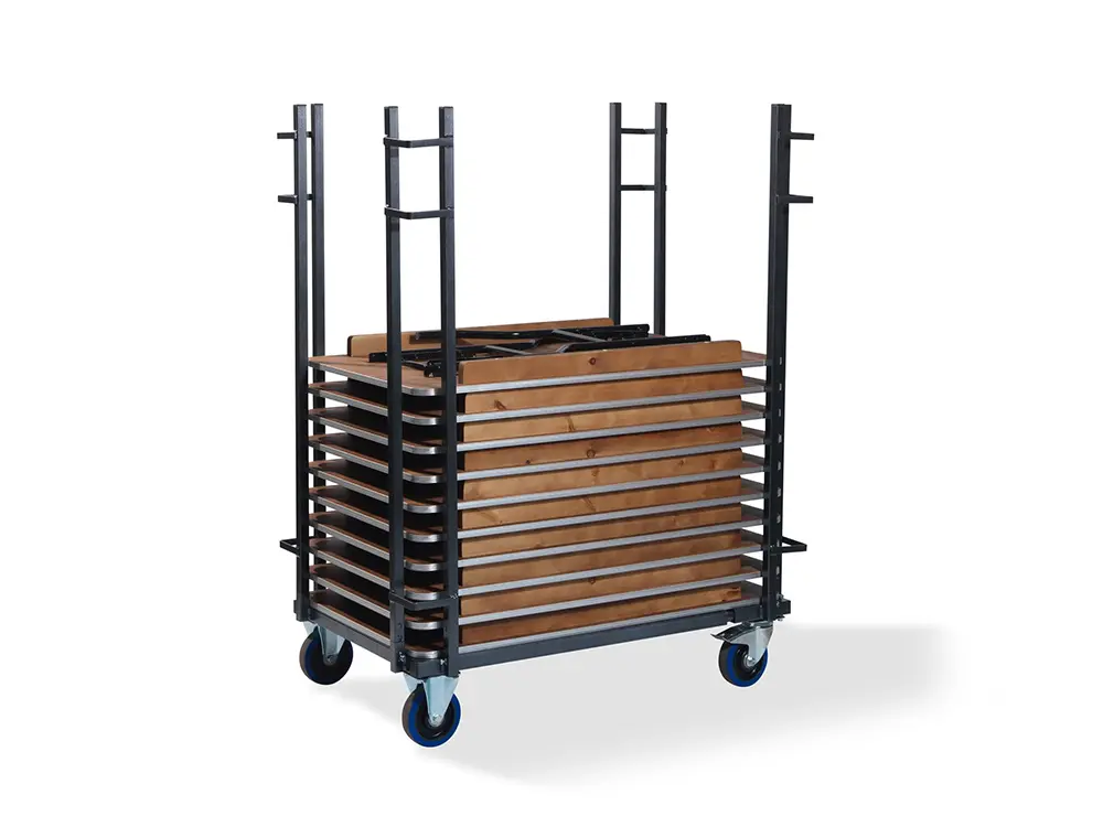 Transportkar voor houten klaptafels