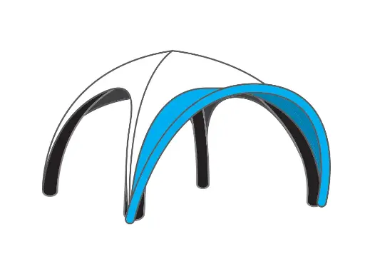 Opblaastent X-spider: bedrukte luifel