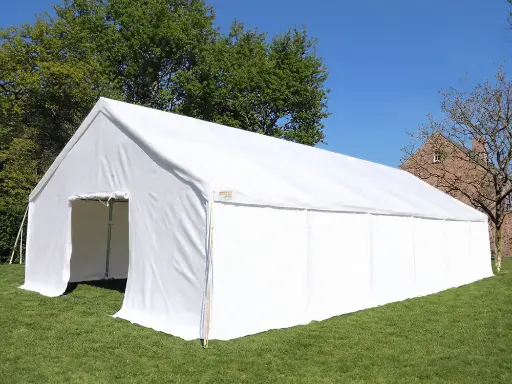 Opslagtent 5 x 10 m HQ wit (2 m doorloophoogte)