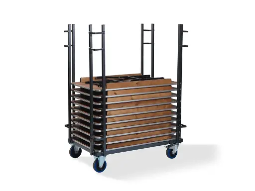 Transportkar voor houten klaptafels