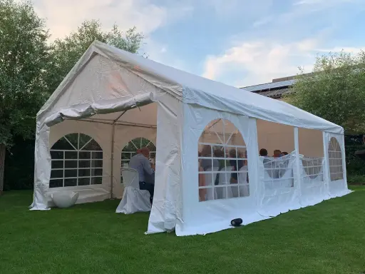 Tweedehands: partytent 4 x 8 m pvc pro wit