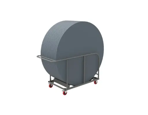 Transportkar voor ronde, grijze klaptafels